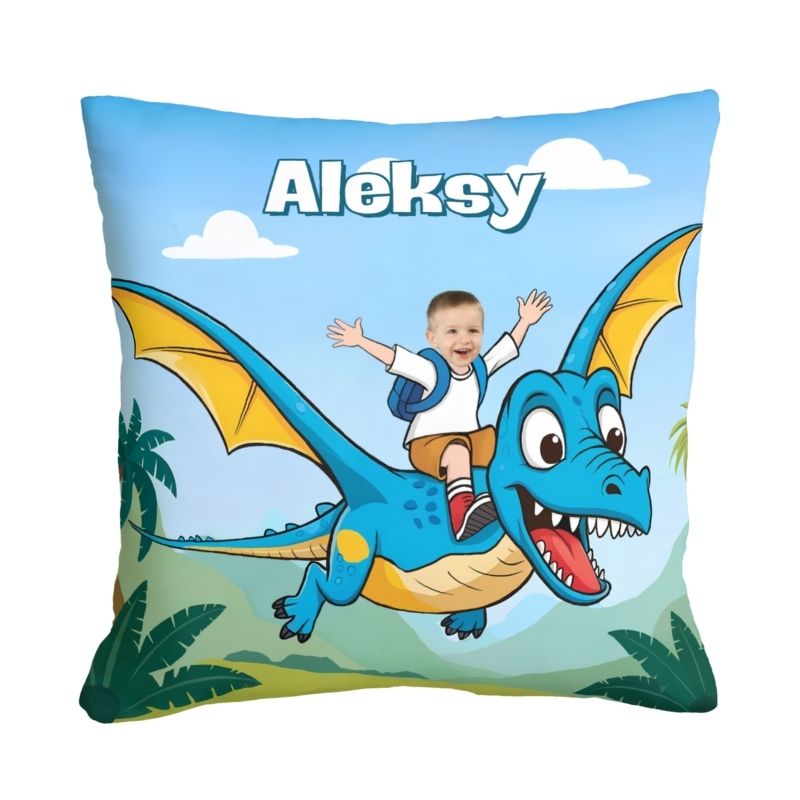 personalizowana poduszka Pterodaktyl z imieniem dla fana dinozaurów