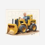 Personalizowane puzzle spychacz z dzieckiem w roli operatora.