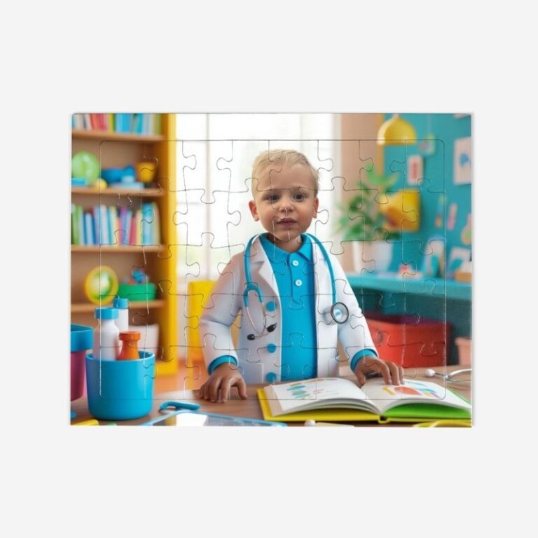 Puzzle lekarz – personalizowany prezent dla dziecka, które marzy o wcieleniu się w rolę lekarza.