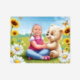 Puzzle dziewczynka z misiem – personalizowane puzzle, które przenoszą zdjęcie dziecka w uroczy świat przyjaźni z pluszowym misiem.