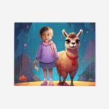 Puzzle lama – personalizowane puzzle z wizerunkiem dziecka i uroczą lamą w bajkowej scenerii.
