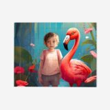 Puzzle flaming – personalizowane puzzle z Twoim dzieckiem na bajkowym tle z flamingiem. Wyjątkowy prezent dla każdego malucha.