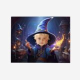 Puzzle magik – personalizowane puzzle z wizerunkiem dziecka jako magika w bajkowej scenerii.
