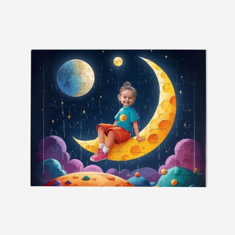 Puzzle Księżyc – personalizowane puzzle ze zdjęciem dziecka w scenerii magicznych snów.
