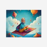 Personalizowane Puzzle Latający Dywan – personalizowane puzzle ze zdjęciem dziecka w bajkowej scenerii z latającym dywanem.