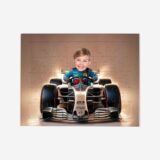 Puzzle Rajdowiec – personalizowane puzzle ze zdjęciem dziecka w scenerii wyścigowego samochodu.