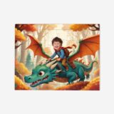 PUZZLE SMOK JESIENNEGO LASU Personalizowane puzzle z dzieckiem i smokiem w jesiennym lesie.