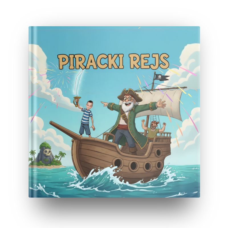 Personalizowana książka dla dzieci „Piracki rejs” – bohaterem opowieści jest dziecko, którego imię i zdjęcie znajdzie się w książce.