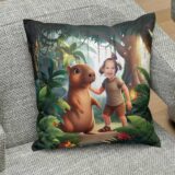 personalizowana poduszka kapibara w dżungli – prezent ze zdjęciem dziecka