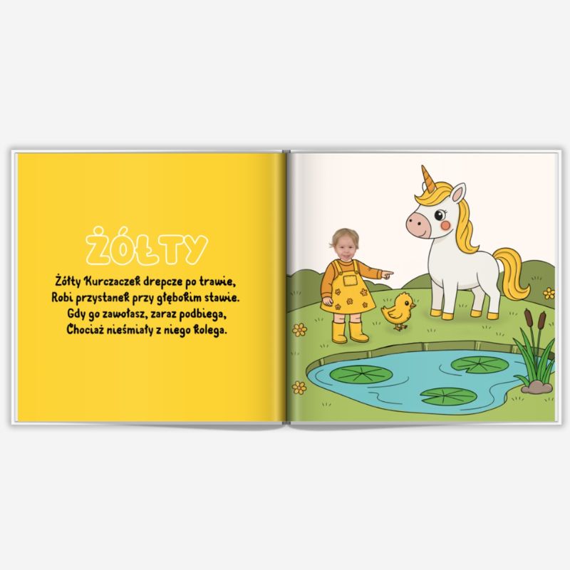 Personalizowana książka o kolorach z imieniem i zdjęciem dziecka