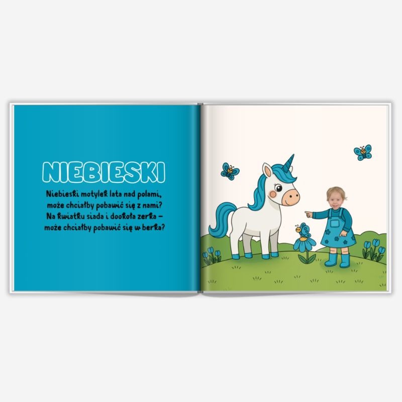 Personalizowana książka o kolorach z imieniem i zdjęciem dziecka
