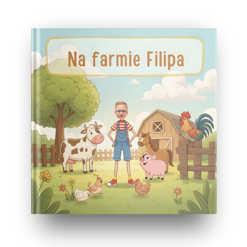 personalizowana książka o farmie ze zdjęciem dziecka