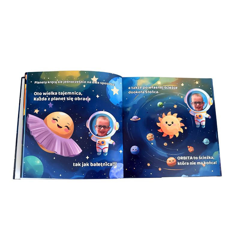 Personalizowana książka o planetach z imieniem i zdjęciem dziecka