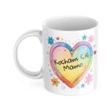 Kubek prezent dla mamy z sercem, zdjęciem dziecka i napisem Kocham Cię Mamo