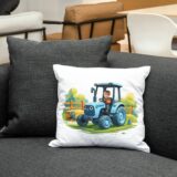 Poduszka ze zdjęciem – niebieski traktor z kabiną