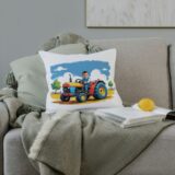 Poduszka ze zdjęciem – retro traktor z dzieckiem