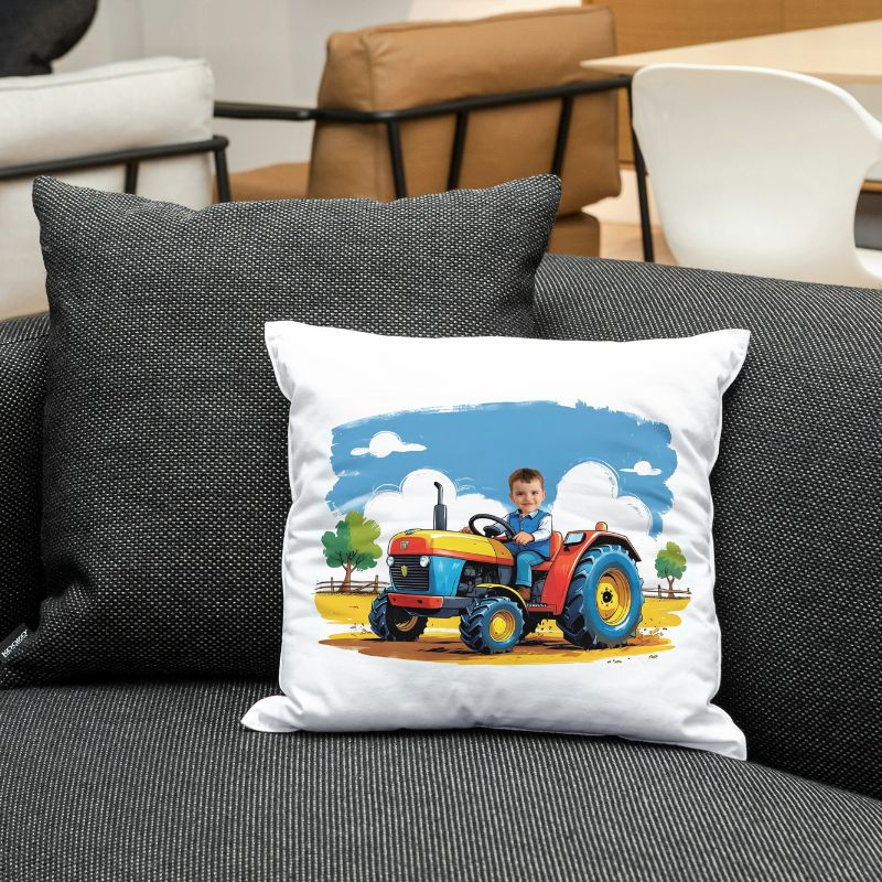 Poduszka ze zdjęciem – retro traktor z dzieckiem