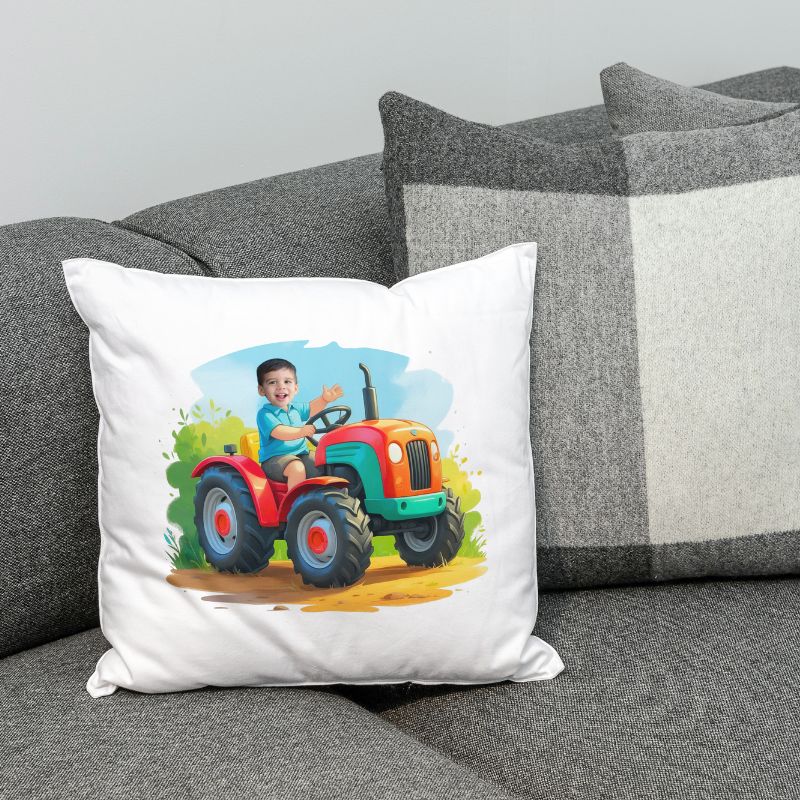 poduszka ze zdjęciem retro traktorek. Poduszka ze zdjęciem – mały retro traktorek z dzieckiem