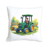 Poduszka ze zdjęciem – zielony traktor z kabiną 45x45