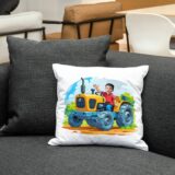 Personalizowana poduszka ze zdjęciem żółty traktor
