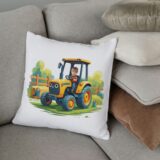 Poduszka ze zdjęciem – żółty traktor z kabiną