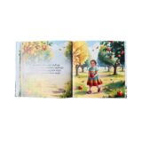 Personalizowana książka dla dziewczynki o miesiącach z kolorowymi ilustracjami i twarzą dziecka