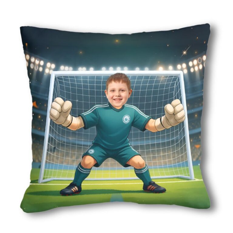 poduszka ze zdjęciem bramkarz – personalizowany prezent dla małego piłkarza