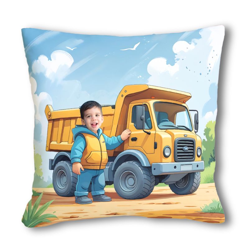 Poduszka ze zdjęciem wywrotka – personalizowany prezent, który zachwyci każdego fana pojazdów budowlanych i maszyn!
