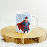 Personalizowany kubek SUPERBOHATER z Twoją twarzą i bajkową grafiką dla chłopca