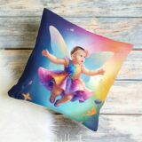Poduszka personalizowana mała tęczowa wróżka ze zdjęciem dziecka