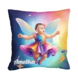 Poduszka personalizowana mała tęczowa wróżka ze zdjęciem dziecka