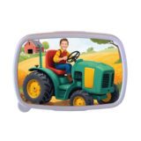 bajkowa śniadaniówka ze zdjęciem dziecka zielony traktor