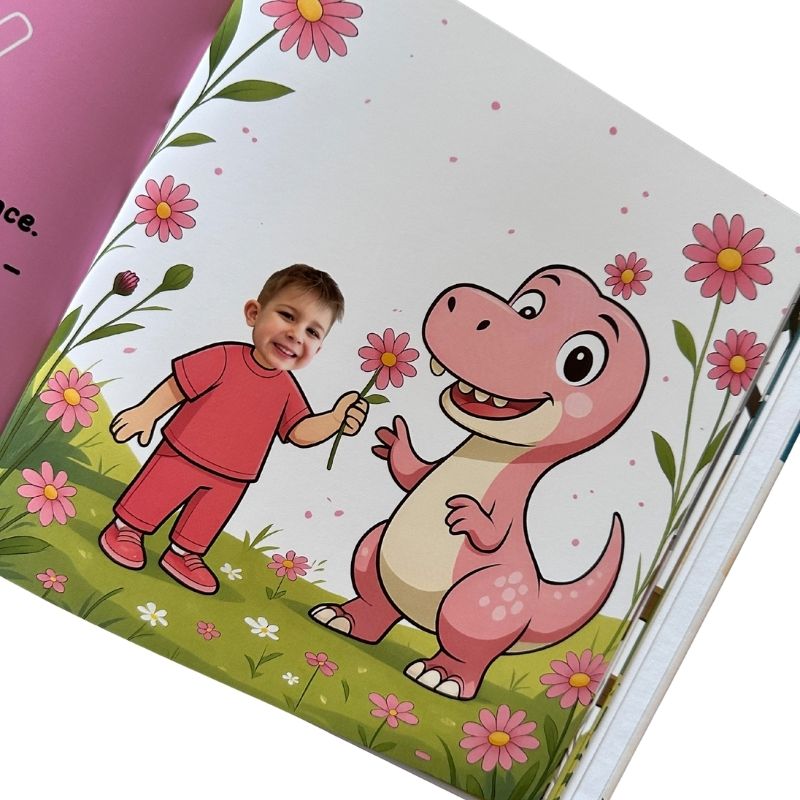 Personalizowana książka dla chłopca o kolorach z dinozaurem – dziecko bohaterem bajki