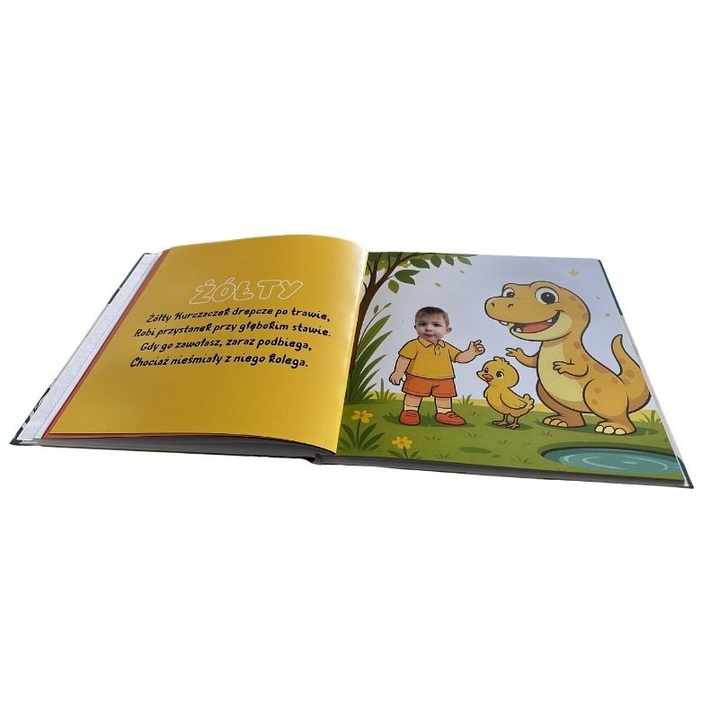 Personalizowana książka dla chłopca o kolorach z dinozaurem – dziecko bohaterem bajki