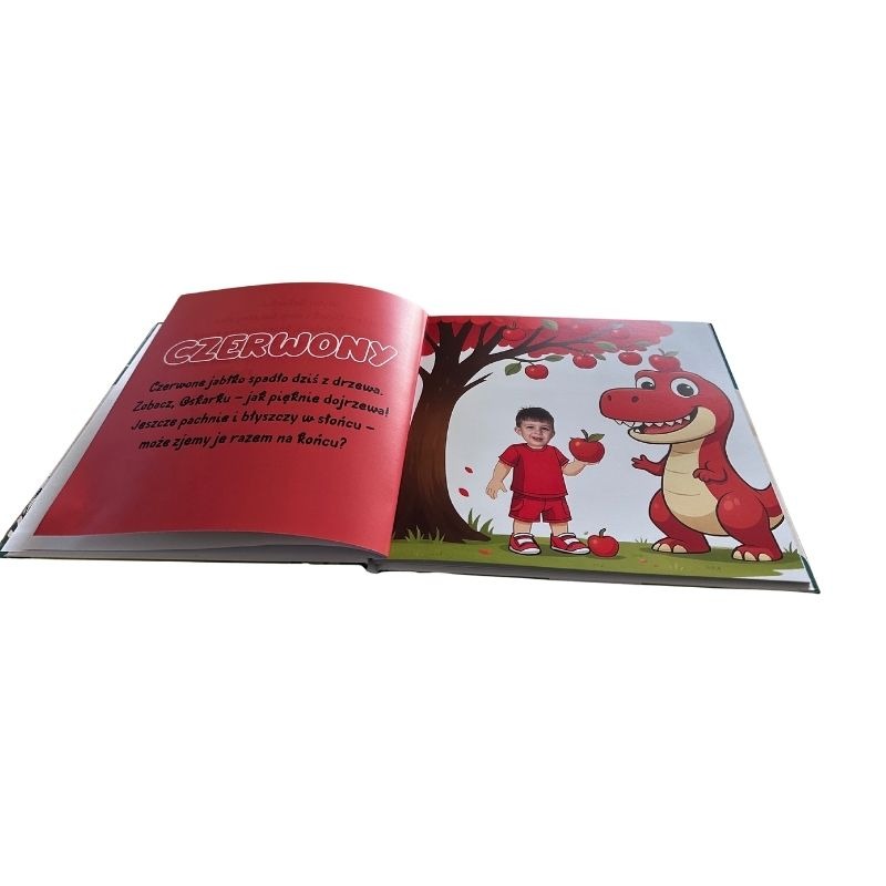 Personalizowana książka dla chłopca o kolorach z dinozaurem – dziecko bohaterem bajki