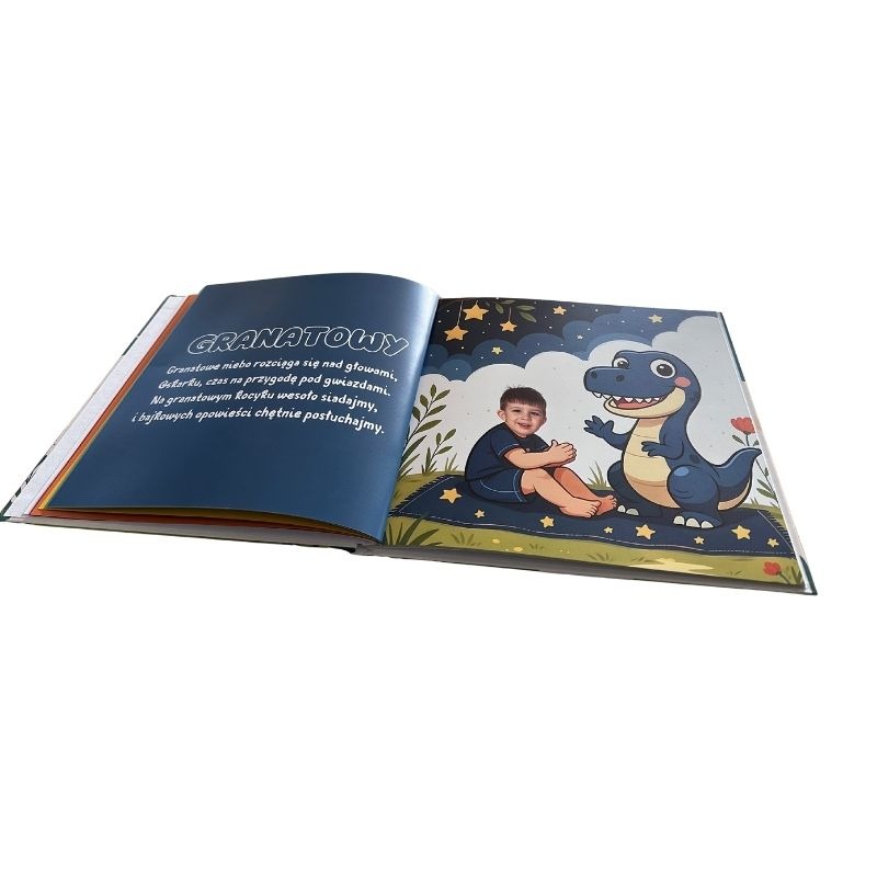 Personalizowana książka dla chłopca o kolorach z dinozaurem – dziecko bohaterem bajki