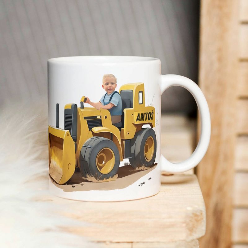 Kubek ze zdjęciem spychacz personalizowany dla dziecka